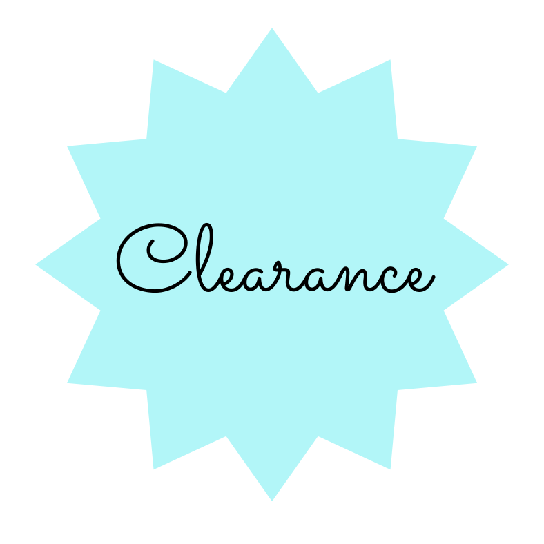Light turquoise star shape button that says Clearance.