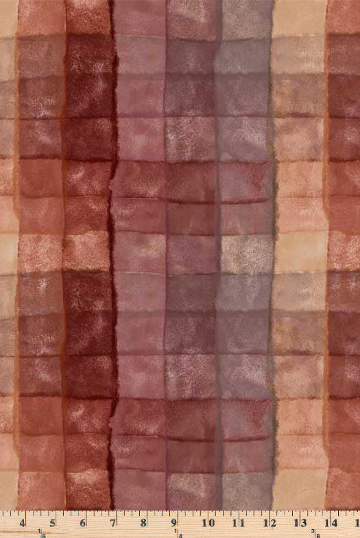 Squares in rows with ombre muttled effect in browns.  108 inch wide fabric Pixels Plaid Brown PIXE 5208 Z.