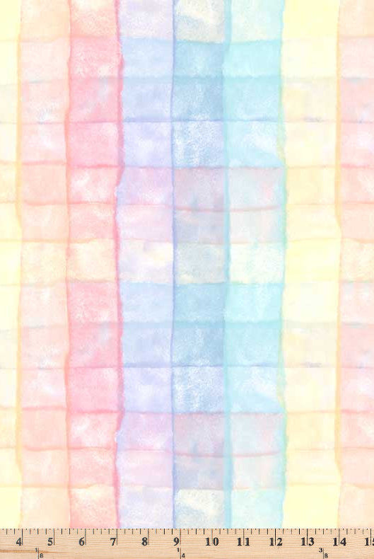Squares in rows with ombre muttled effect in pastel colors.  108 inch wide fabric Pixels Plaid Brown PIXE 5208 LMU.