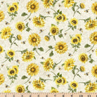 Cream Tossed Bee and Sunflower Fabric Honey Bee Farm BEE-CD2394 by Timeless Treasures.
