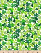 White Packed Clovers Fabric Lucky Guy GAIL-C8333 by Timeless Treasures.
