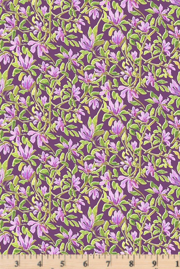 Purple Magnolias Fabric Mardi Gras STELLA-DCWR2695 by Dear Stella.