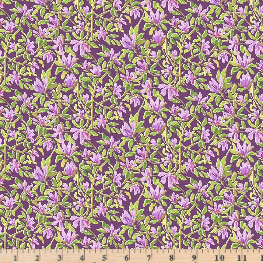 Purple Magnolias Fabric Mardi Gras STELLA-DCWR2695 by Dear Stella.
