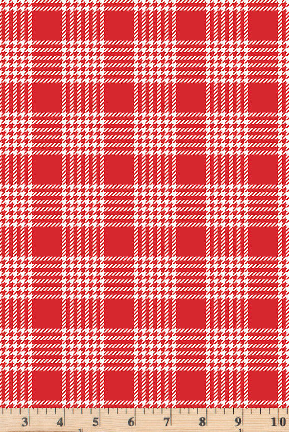Red and White plaid check fabric.   Peace of Earth by Riley Blake C13455