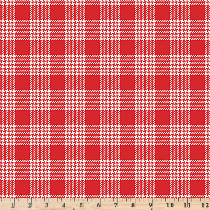 Red and White plaid check fabric.   Peace of Earth by Riley Blake C13455