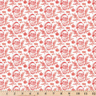 Red santa heads on white fabric with mistletoe tonal.  Peace of Earth by Riley Blake C13452