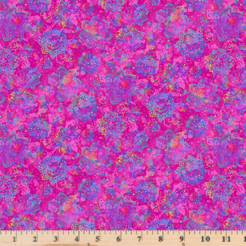 Magenta Mini Medallions Fabric Prism  PRISM-CD2841 by Timeless Treasures.