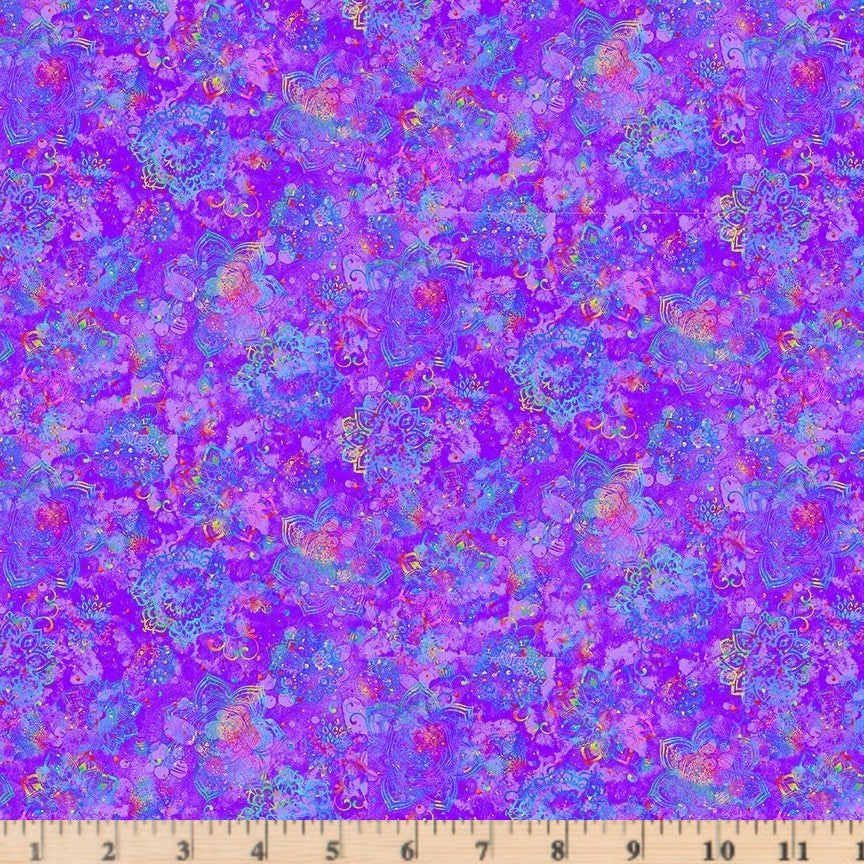 Purple Mini Medallions Fabric Prism  PRISM-CD2841 Purple by Timeless Treasures.