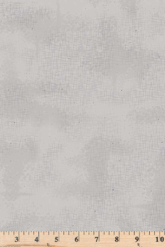 Gray tonal fabric with thin, crosshatched lines and scattered specks.  Riley Blake Shabby Collection C607