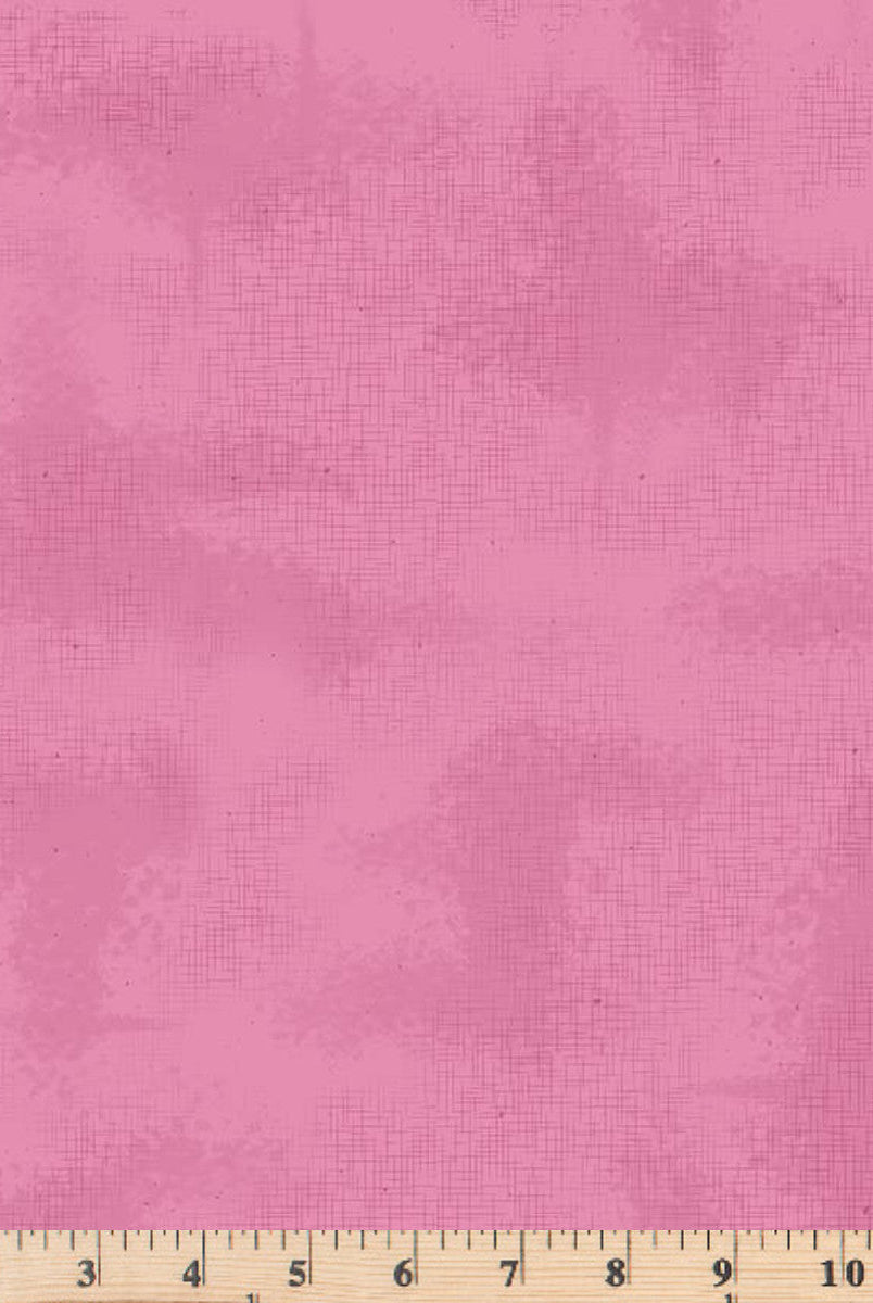 Taffy pink tonal fabric with thin, crosshatched lines and scattered specks.  Riley Blake Shabby Collection C606