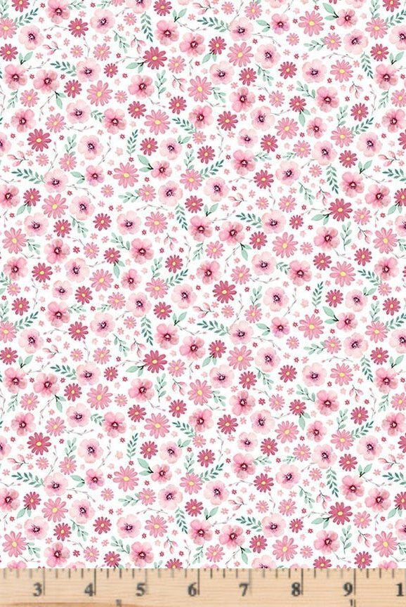 Florals White Fabric Tiny Bunny FLEUR-CD2251 by Timeless Treasures.