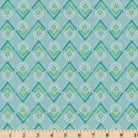 Chevron stripes with flower bursts on teal 100% cotton fabric.  A Heart Led Life Flower Spray Teal