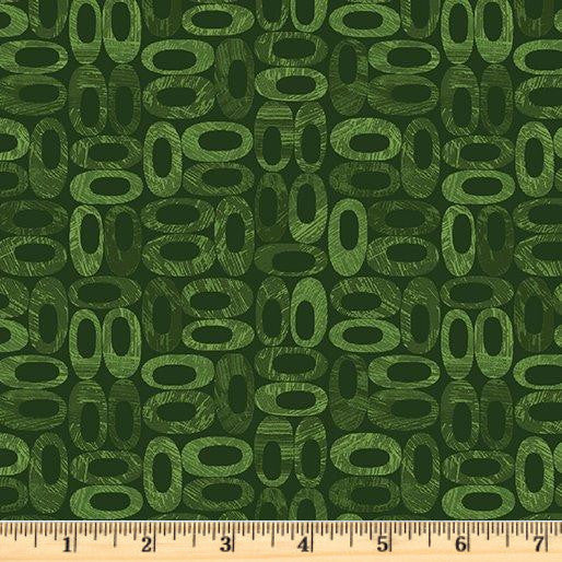 Oblong tone on tone green shapes on 100% cotton fabric.  Alluring Butterflies Oblongs Medium Green.