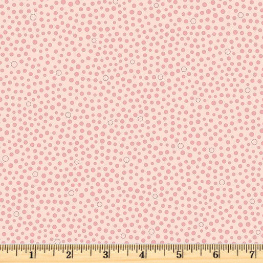 Pink tiny tone on tone circles that resemble the look of bird seeds on 100% cotton fabric.  Bird Song Bird Seeds Rose.