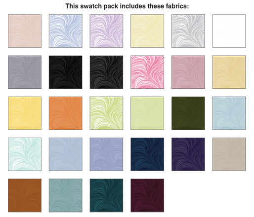 Precut 28 piece fat quarter bundle from the Pearl Wave fabric collection by Jackie Robinson for Benartex.
