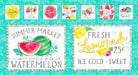 Place mat and coaster 24 inch panel with watermelon slices and fruit.   Sweet and Juicy Place Mat Coaster Panel 