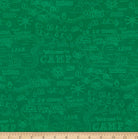 Tonal camping words and map on dark green cotton fabric.  Wanderlust