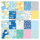 Precut fat quarter 20 piece bundle from the Twinkle Flannel line by Benartex.  Prints include rainbows and hot air balloons.